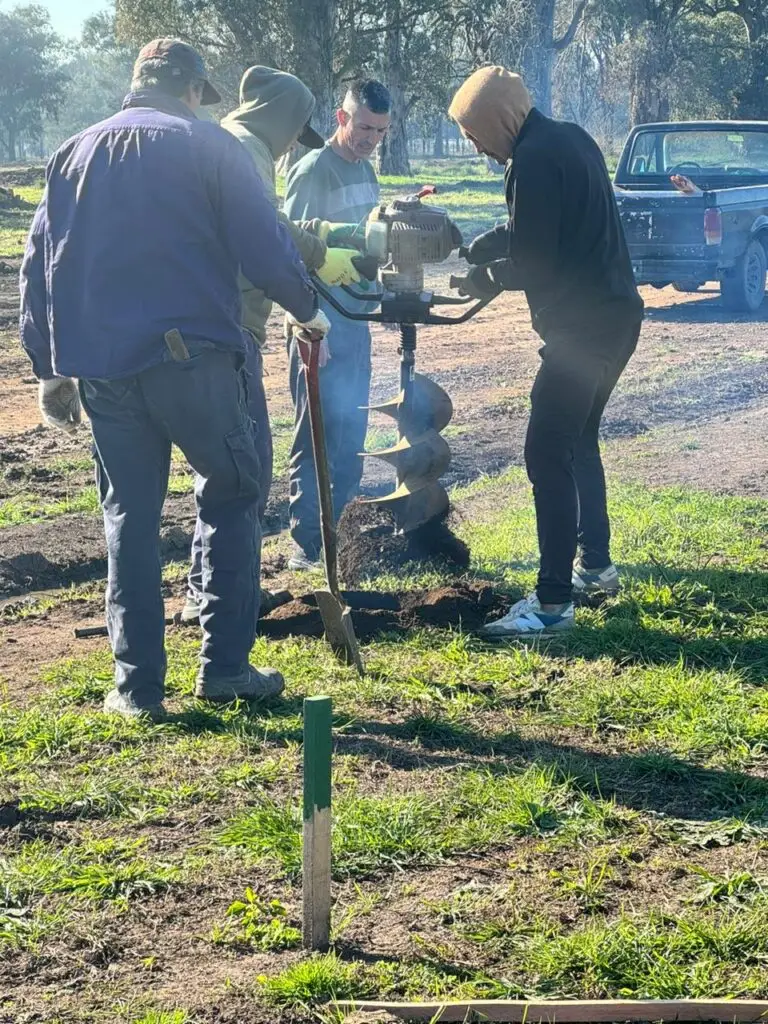 Haciendo el hoyo para plantar arbol en la vereda de La Eugenia.